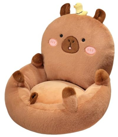 Capybara Floor Cushion with Backrest - Soft Lazy Sofa Floor Pillow, 19.7x19.7 In, Decorative Cute Pillow for Adults, Back Support for Office Chair, Seat Cushion for Bedroom Room Decor (Brown-B)