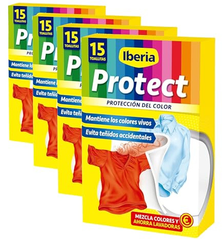 Iberia - Toallitas Protect Captura Colores - 15 Unidades (Paquete de 4)