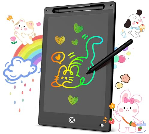 Tavoletta Grafica LCD Scrittura Colorata, Lavagna Digitale Cancellabile con Pulsante Elimina e Blocco Schermo, Giocattolo Educativo e Regalo di Compleanno e Natale (Nero, 10 inch)