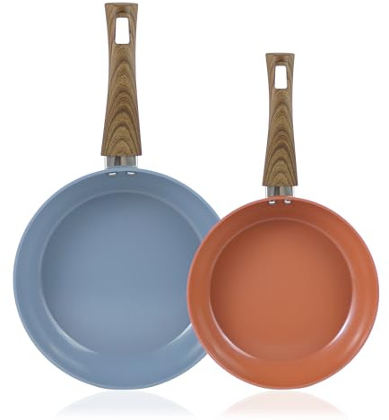 Quttin - Juego 2 Sartenes Tuttifrutti 24 y 28 cm Aluminio Forjado Antiadherente con Mango Soft Touch, Compatibles con Inducción Gas Vitrocerámica Eléctrico y Halógeno, Sin PFOA