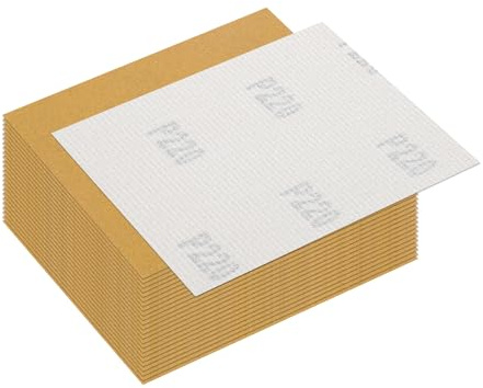 Rebower 25 Pcs 220 Grit Sandpaper 4.5x5.5 Inch Sand Paper Alumina Abrasive | Hook and Loop Back Sanding Paper for Wood Drywall Metal Auto Grinding & Furniture Repair & DIY