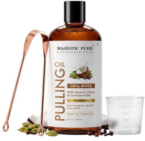 Majestic Pure Oil Pulling Set 8 Fl Oz | 236 ml | Ideal for daily oil pulling, oral care routines, fresh breath, and convenient at-home mouth care.