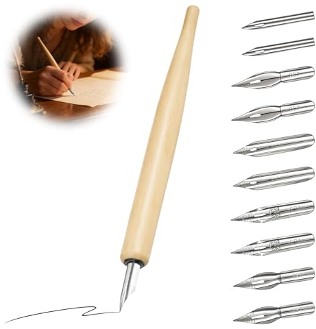 Kluz Kalligraphie Füller Holz Dip Pen Set – Eleganter Kaligraphiestift mit austauschbaren Metallfedern, ideal für Kalligraphie Stifte, kreative Schrift, Illustration & technisches Zeichnen