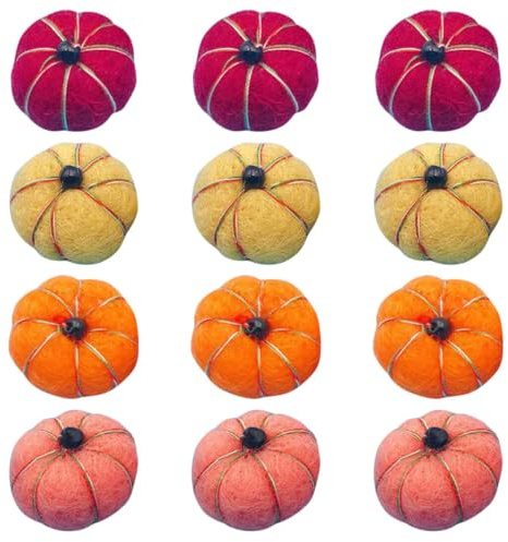 NESTINGHO 12 Stück Filz Kürbis Ornamente aus Schaumstoff Leichte und Praktische Kürbisdekoration zum Basteln als Thanksgiving Hängender Schmuck für Baum und Laden