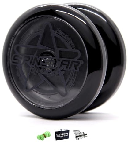 YoYo Factory SpinStar Yo Yo – Beginner Trick YoYo for Kids & Adults | Easy Return Yo-Yo for Learning Tricks, Fine Motor Skills & Fun Play - Black