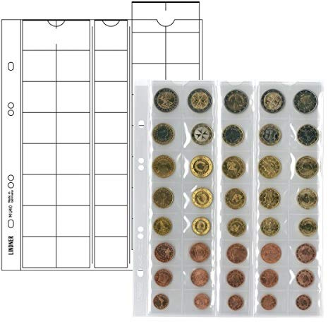 Lindner MU40 Multi Collect Münzblätter UNIVERSAL für 5 Euro-Kursmünzensätze mit je 8 Münzen-schwarz