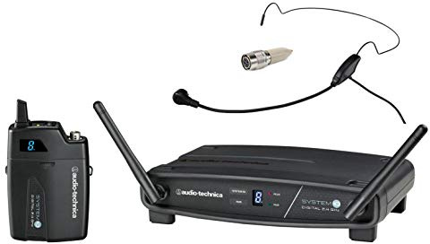 Audio-Technica ATW-1101 Komplettset (professionelles Digital Funksystem mit Empfänger & Taschensender, im Set inkl. Headset-Mikrofon mit Nackenbügel & passendem Funkadapter) Schwarz