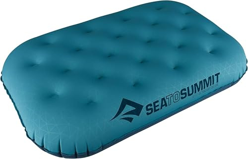 Sea to Summit - Aeros Ultralight Deluxe Reisekissen XL - Leicht zum Aufblasen - rutschfest - Ultra-SIL Reißverschluss-Tasche - Camping & Fahrradtouren - 56 x 36 x 14cm - Aqua Blue - 130g
