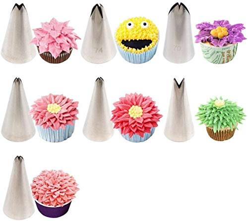 DUBENS 7pcs Verschiedenen Blatt Icing Creme Dekorieren Kit Russische Gebäck Piping Tipps Blumen und Blätter Cupcake Dekoration Werkzeug