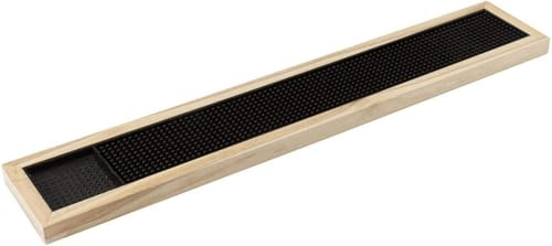 We Can Source It Ltd - Black Rubber Bar Mat - Trim Runner Pub Drink 24 x 4 (Wooden Frame, 24 x 4)