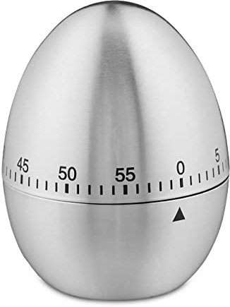 Relaxdays äggklocka i rostfritt stål, nedräkningstimer med signal, äggtimer, kökstimer i metall, silverfärg