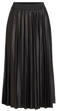 Vila Jupe Midi Plissée Femme, Noir, M