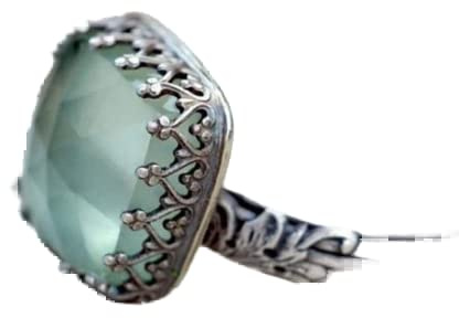 WDIYIEETN Vintage Silver Mint Green Moonstone Ring 925 Sterling Silver Retro Princess Square Cut Green Moonstone Diamond Prehnite Gemstone Wedding Engagement Ring (10)