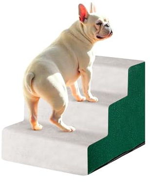 Enjoying Dog Stairs for High Bed and Couch Pet Steps for Small Dogs Short Legged Elderly Dogs Cat Ladder, Non-Slip, Self-Assembly, Washable, Green/Grey