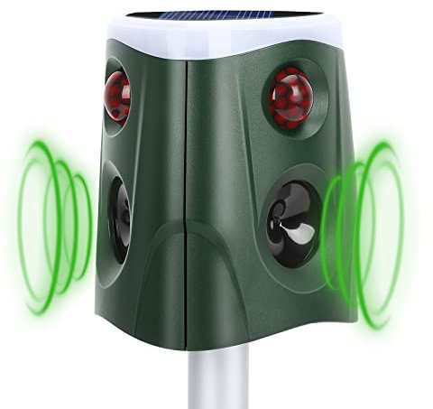 Cat Repellent Garden, Pest Cat Fox Repellent, Solar Battery Operated &Waterproof, Ultrasonic Animal Repeller, Rats Deer Bird Scarer Deterrent for Garden Yard Field Farm