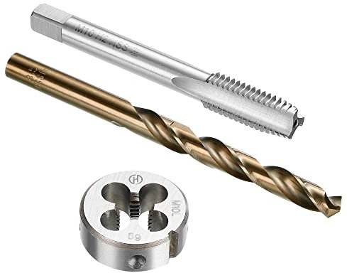 sourcing map Gewindebohrer und Matrize und Bohrer Satz M10 x 1.5 Linksgewinde Fräser und Rundmatrize 8,5 mm Kobalt Schnellarbeitsstahl Spiralbohrer