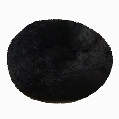 Lukery Hundebett Katzenbett Flauschig Rund aus Plüsch, Kuscheliges Donut Hundekissen und Katzenkissen Weiches Plüsch Hundeliege für Kleine, Mittelgroße und Große Haustiere (60CM,Schwarz)