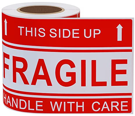 Hycodest 4x6 inch Fragile Labels 100 PCS Handle with Care Shipping Warning Label, This Side Up