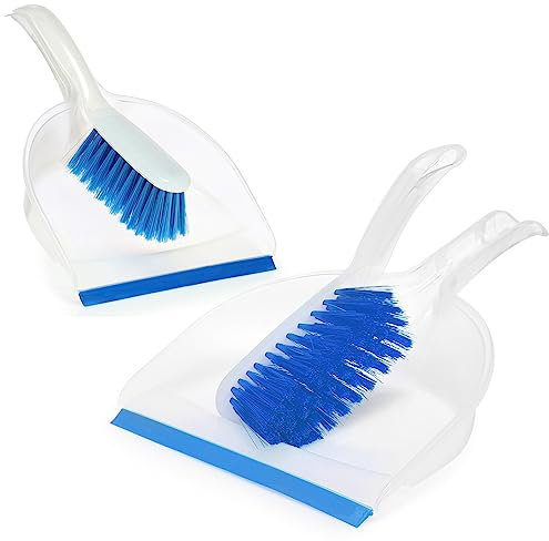 com-four® 2X Set per spazzare - Set per spazzare Blu Composto da Spazzola a Mano e Paletta - Set per la Pulizia della casa colorato (2 Pezzi - Blu)