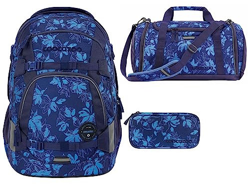 coocazoo MATE Schulrucksack-Set 3tlg inkl. Sporttasche und Schlamperbox (Tropical Night)