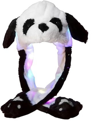 Wackelohr mütze mit led,Mütze mit beweglichen ohren,Mütze mit wackelohren,LED Leuchtende Ohren,Wackelohren LED Mützen,Weihnachtsfeier Fasching und Cosplay(Panda)