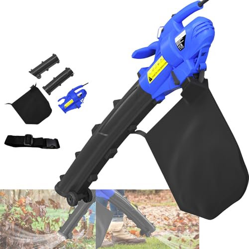 Leaf Blower, Garden Vacuum and Shredder, 3 in 1 Function - Vacuum+Blower+Mulcher with Large 35 Litre Collection Bag, 10:1 Mulching Ratio & 6 Speed Vacuum Mulcher for Clearing Patio, Garden, Gutter