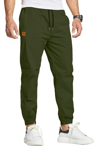 JustSun Pantaloni da Lavoro Uomo Cotone Cargo Casual Pantaloni Tuta Uomo Pantaloni Jogging Slim Fit con Tasche