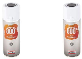AREXONS SMALTO 100% ACRILICO ALTA TEMPERATURA (fino a 800 °C) spray Nero 400 ml vernice universale resine di qualità essiccazione rapida bomboletta (Confezione da 2)
