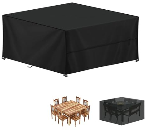 LAMUNI Abdeckung Gartenmöbel Schutzhülle für Gartentische, 220x220x85cm Loungemöbel Abdeckung Wasserdichte Whirlpools Abdeckplane Winterfest 420D Oxford Abdeckhauben für Tische, Stühle, Sofas