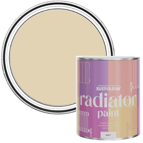 Rust-Oleum, beige Heizkörperfarbe, hitzebeständig, geruchsarm in Matt Finish - Sandgelb 750ML
