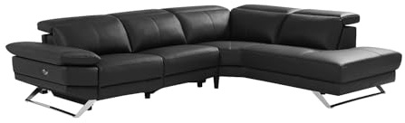 Vente-unique - Canapé d'angle Droit Relax électrique en Cuir de Vachette Noir Puno II