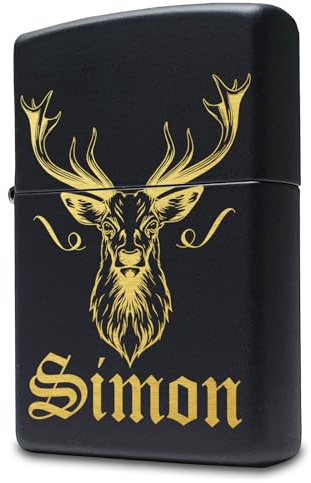 Jäger & Hirsch Zippo Feuerzeug mit Gravur personalisiert | Männer Geschenke für Jäger & Jagd, mit Hirsch