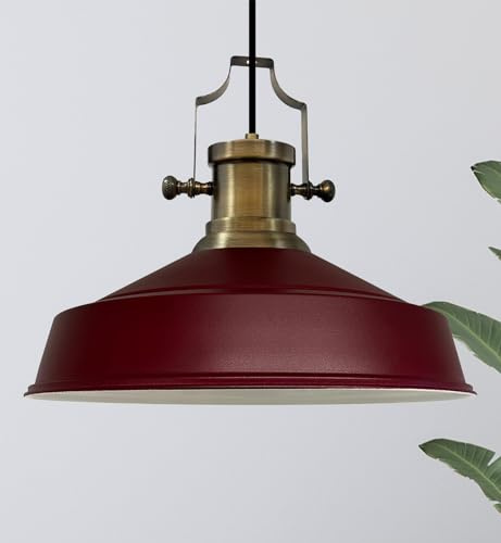 bamyum Asletl Hängelampe Industrial aus Metall Ø41 cm, Küchenlampe Vintage, Hängelampe Esstisch E27, Wohnzimmerlampe Hängend Vintage, Pendelleuchte Esstisch und Wohnzimmer, Pendelleuchte Bordeaux