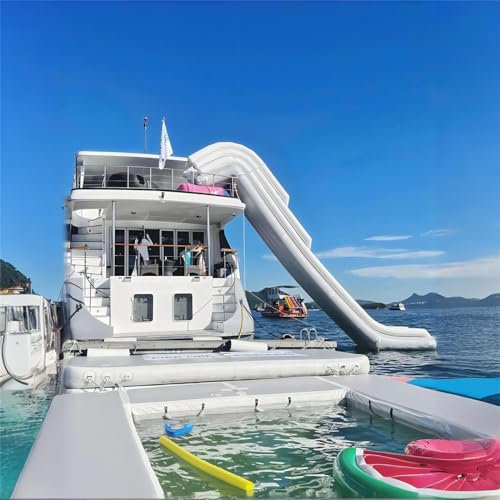 Gueploer Inflatable Slides Water Yacht Large Outdoor Water Compact Play Equipment, Large Slides for Ships (With Electric Air Pump),13.1Ft/4M