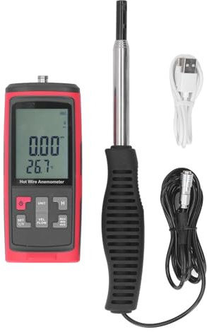 Tragbares Anemometer, CFM-Anzeige, Temperatur- und Luftfeuchtigkeitsmesser, Abnehmbarer, Erweiterbarer Sensor, Wiederaufladbarer Akku mit Temperatur- und Luftfeuchtigkeitsanzeige