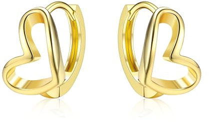 KRFY Gold Ohrringe Creolen für Damen Hypoallergene 925 Sterling Silber Herz Huggie Gold Creolen Kleine zierliche für Damen Mädchen