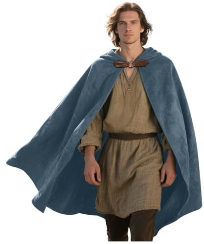keland Capa con Capucha de Terciopelo Capa Hobbit Medieval Halloween para Mujeres Hombres (Gris) | terciopelo, frodo, legolas, aragorn, capa con capucha, Halloween, cosplay, larp