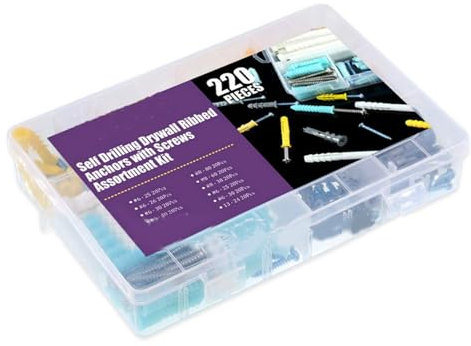 220 piezas drywall tornillos set drywall tornillos de montaje tornillos autorroscantes anclaje uso
