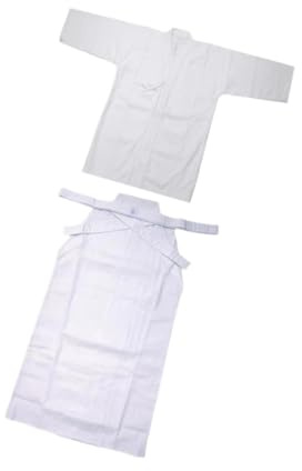 kowaku Set uniforme Kendo traspirante e confortevole Kendo Hakama Kimono giapponese Hakama, bianco e bianco, 160 cm