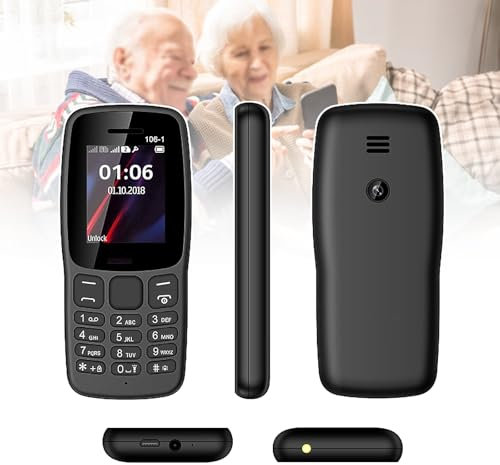 Telefoni Cellulari di Base per Anziani e Bambini, Telefoni Stupidi Sbloccati, Telefoni Cellulari Senza Internet - con Pulsanti Grandi, MP3, MP4, Fotocamera, Torcia Elettrica, SOS,Black