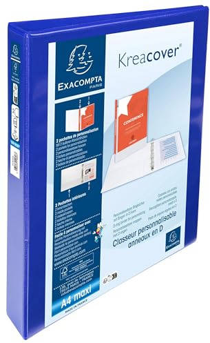 Exacompta 10 Ringbücher personalisierbar 3 Taschen A4 2 Ringe blau
