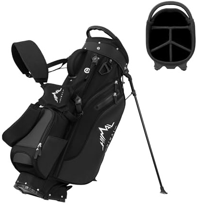 uniHimal Lightweight Golf Stand Bag with 5 Way Full-Length Dividers, Semi-Concealed Stand, Folding Base, Adjustable Dual Straps and 8 Pockets
