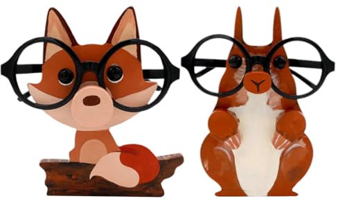 Generisch 2 Stück Brillenhalter Tier | 15 X 9/12 Cm Fuchs und Känguru Brillenständer aus | Niedlicher Brillenablage Organizer für Heimdekoration | Neuartiges Glasses Holder Stand für Damen und Herren