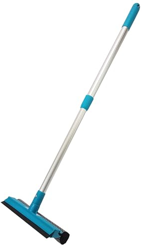 HERO Teleskop Scheibenreiniger Fensterwischer Fensterputzer Auto Windschutzscheiben Abzieher Teleskopstiel 47 cm bis 72 cm ausziehbar Scheibenabzieher Fliegenschwamm mit Aluminium-Rohr Autowaschbürste