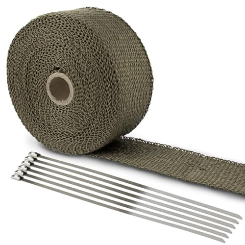SEWOART 10m Film Échappement Moto Rouleau De Film Thermique Titane Avec Attaches Acier Inoxydable