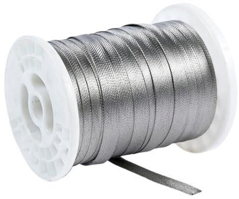 YJQHODY Malla de Manga de Cable de Revestimiento Trenzado Plateado, Funda de Alambre Trenzado de 2-14/16/18 mm, Tubular plan0 expandible 5M(10mm)