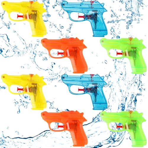 Wasserpistole Klein, 8pcs Wasserspritzpistole Kinder, Spritzpistole Wasser Klein, Mini Wasserpistole, Perfektes Wasserspielzeug für Kinder und Erwachsene, Sommerspielzeug für Garten und Pool