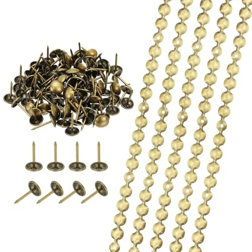 sourcing map 5Pcs Upholstery Tacks Strips, 3.28ft Decorative Nail Trims for Sofa Headboard Furniture DIY with Upholstery Nails(9.5mm Bronze)