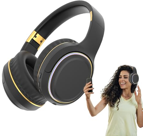 Cuffie Anti-Rumore, Cuffie Senza Fili On Ear Pieghevole, Cuffie Stereo Bassi Pieghevoli con Luce Traspirante per il Gioco, Spostamenti, Sonno, Concerto, Allenamento, Falciatura del Prato