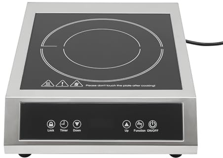 Piano cottura a induzione, 35 x 28 cm, piano cottura a induzione 3500 W, con alloggiamento in acciaio inox, piastra in ceramica microcristallina e display touch, 11 livelli di temperatura e timer